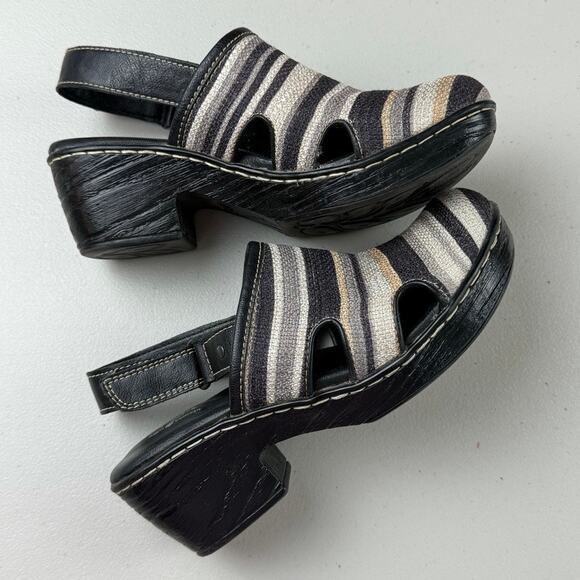 Born b.o.c. Canvas Striped Sling Back Comfort Clog Sz 6 - Picture 2 of 7